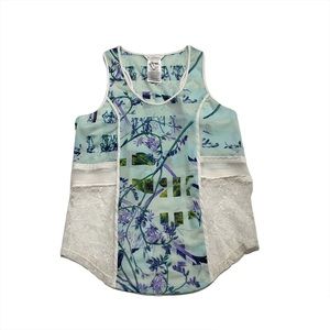 BCBGeneration Sheer Lightweight Patterned Lace Sleeveless Blouse Tank Top Medium